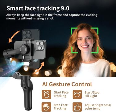 Гімбал для смартфона та iPhone: 3-осьовий стабілізатор з AI-трекінгом для YouTube, TikTok, Vlogging