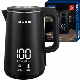 Електричний чайник Blow 2200 Вт, 1,8 л, з регулюванням температури, чорний