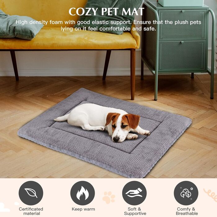 Килимок для собак Vejaoo XZ016 сірий, 60x45 см: миється, м'який, теплий