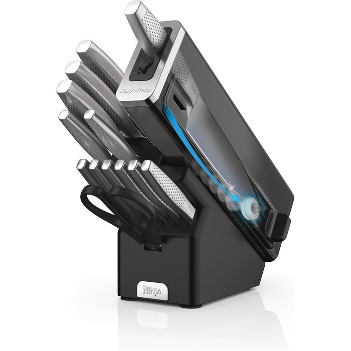 Набір ножів Ninja Foodi StaySharp Deluxe, 14 предметів з точилкою, K32014EUUK, з дерев'яною ручкою