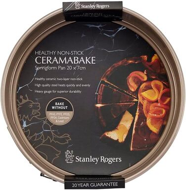 Форма для випічки Stanley Rogers Ceramabake антипригарна керамічна 20 см, без PFAS, PTFE, PFOA, кадмію та свинцю – ідеальна для чізкейків та щоденної випічки