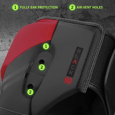 Mytra Fusion Headgear Boxing Headguard with Adjustable Strap - MMA, Muay Thai, Sparring, Karate - Black/Red