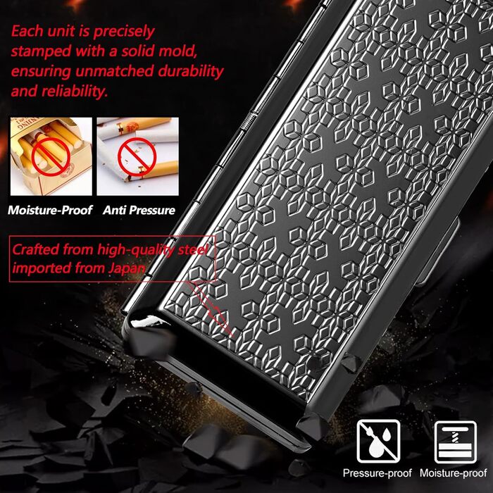 Вінтажний металевий тютюнониця для чоловіків та жінок, вміщує 18-20 сигарет (100 мм), чорний у горошок