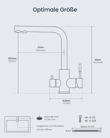 Кран кухонний APPASO 3-в-1 чорного кольору, з трьома виходами, для фільтрації води, поворотний на 360°, з двома важелями, з нержавіючої сталі