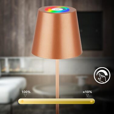 LED лампа BRILONER настільна бездротова з сенсорним керуванням, диммуванням, регулюванням висоти, для дому та кемпінгу, бронзового кольору, 36x10,5 см