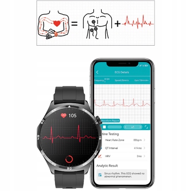 Смарт-годинник Bartomtime Kardiowatch Mtech3 з функціями ЕКГ та вимірювання глюкози, сріблястий