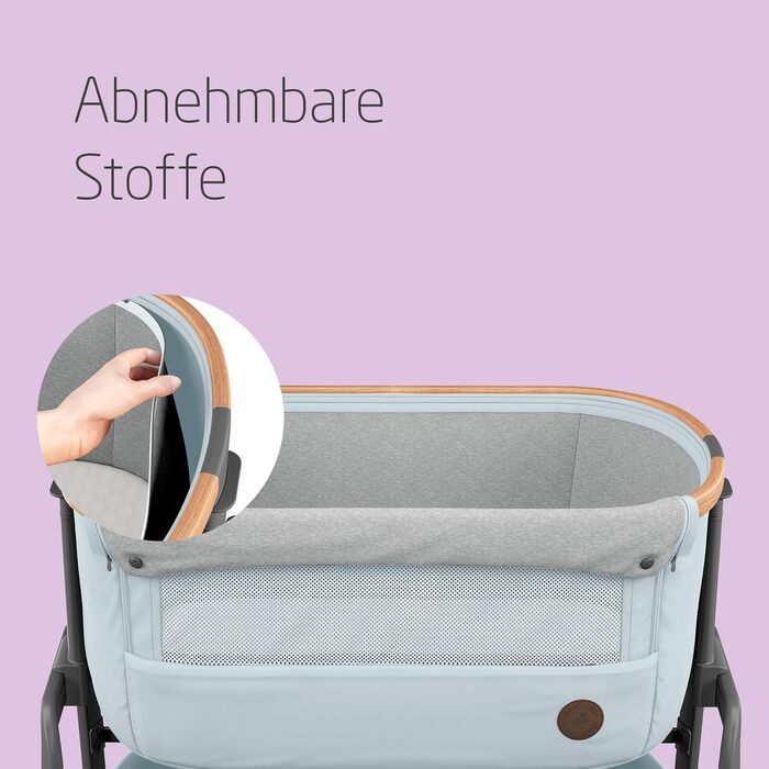 Maxi-Cosi Iora Bedside Crib Baby, Foldable Co-Sleeper, 0–6 Months, max. 9 kg, 4 Recline Positions and 5 Height Levels, Easy to Push, Comfortable Mattress, Large Basket, Easy to Carry, Essential Grey Essential Grey Iora