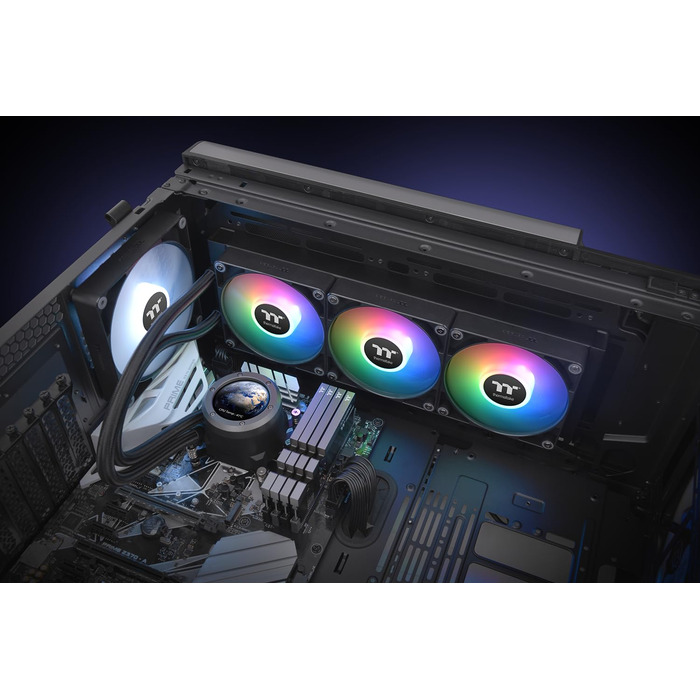 Система водяного охолодження Thermaltake TH360 V2 Ultra ARGB Sync з LCD 2.1' (480x480), 3x 120mm вентилятори, сумісна з Intel LGA1851/1700 та AMD AM5/AM4, чорний колір