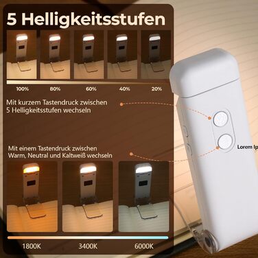 LED Кліпса-лампа для читання Nixtrve: 3 режими, 5 рівнів яскравості, USB-C, таймер, захист очей