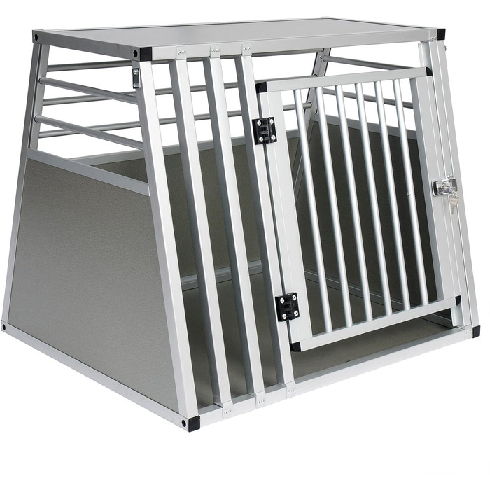 Транспортна переноска для собак EUGAD, алюміній, 80x65x65 см, сіра - переноска для собак, котів, авто, подорожі