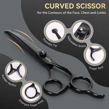 Набір професійних ножиць Nobleza для грумінгу собак та котів, 6 в 1, з нержавіючої сталі 4CR, з гребінцем для догляду за шерстю