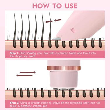Триммер для жінок, електробритва з двома лезами, для тіла та бікіні, водонепроникний IPX7, рожевий