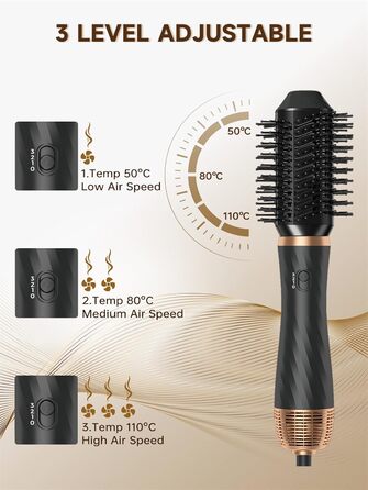 Фен-щітка 6 в 1 для волосся, Airstyler: сушка, укладка, завивка, випрямлення (Чорний)