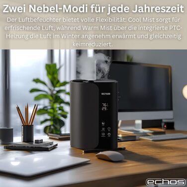 Зволожувач повітря Steinborg® 5 літрів, ультразвуковий, з пульт дистанційного керування, очищувач повітря, гігрометр, LED-дисплей, тихий, потужний, 350 мл/год, відсік для арома-масел, таймер, автовимкнення