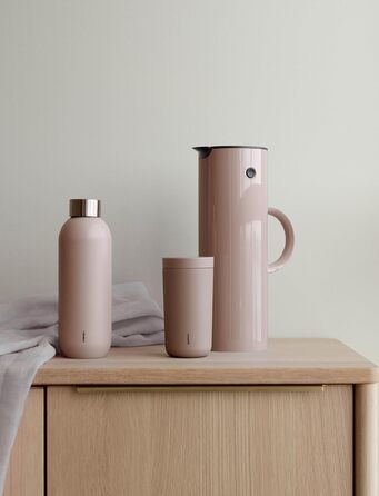 Термос Stelton EM77 - 1 л, з подвійними стінками, для гарячих/холодних напоїв, з скляною вставкою, магнітним затвором, гвинтовою кришкою, вінтажний дизайн (Heather)