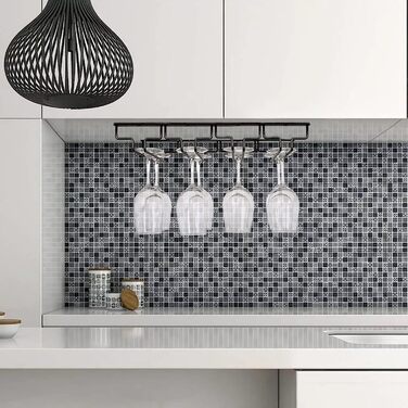 Підвісний органайзер для келихів Uten - металева стійка для 8-12 келихів, чорний, для бару, кухні, кафе