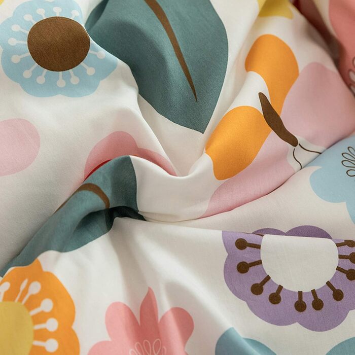 Бетінгова постільна білизна Bunt Blumen 100x135/40x60 - бавовна, квітковий принт, рожево-біла, для дітей