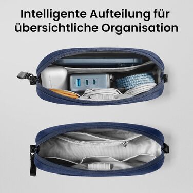 Органайзер для кабелів tomtoc, сумка для аксесуарів, кофр-органайзер для подорожей, чохол для гаджетів, аксесуар для кабелів, адаптерів, павербанку, Navy Blue S