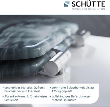Сідіння для унітаза SCHÜTTE з мікроліфтом (м'яке закриття), дерево MDF, підйомна кришка, витримує до 175 кг (з малюнком)
