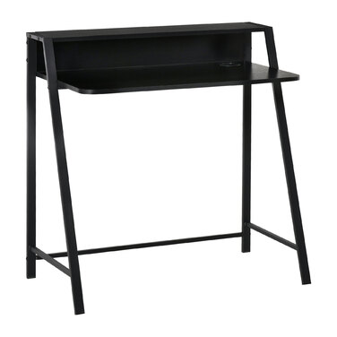 HOMCOM Computer Desk Stylish Writing Desk with Storage and Cable Management, Metal Black 84x45x85cm for Home Office and Study
