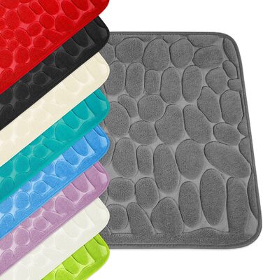Memory Foam Bathroom Rug - Non-Slip Washable & Quick-Dry Bath Mat - 60 x 100 cm Blue