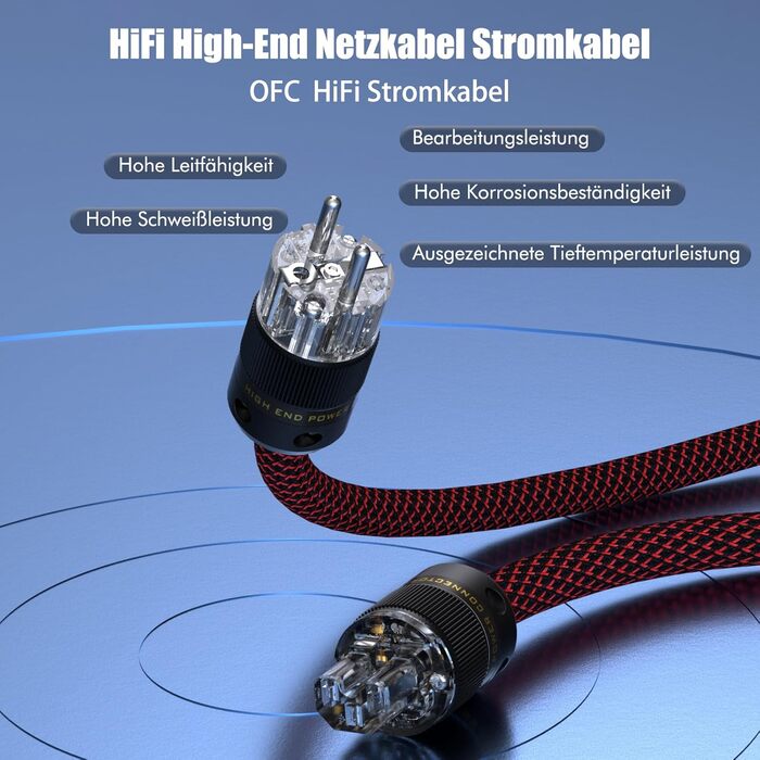 Hi-End мережевий кабель Monosaudio P083 1.5м, мідний екранований OFC HiFi кабель живлення AC, 16мм, вилка Schuko та роз'єм IEC C15 для підсилювача, DVD, сабвуфера та декодера