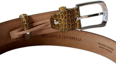 Чоловічий шкіряний ремінь Pasquale Cutarelli з крокодиловим візерунком (90 см, тауп)