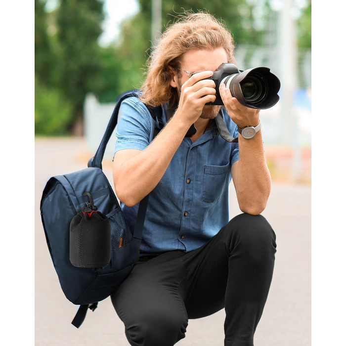 Набір чохлів для об'єктивів з неопрену, 4 розміри, для Canon, Nikon, Tamron, Sigma, Pentax, чорний/червоний