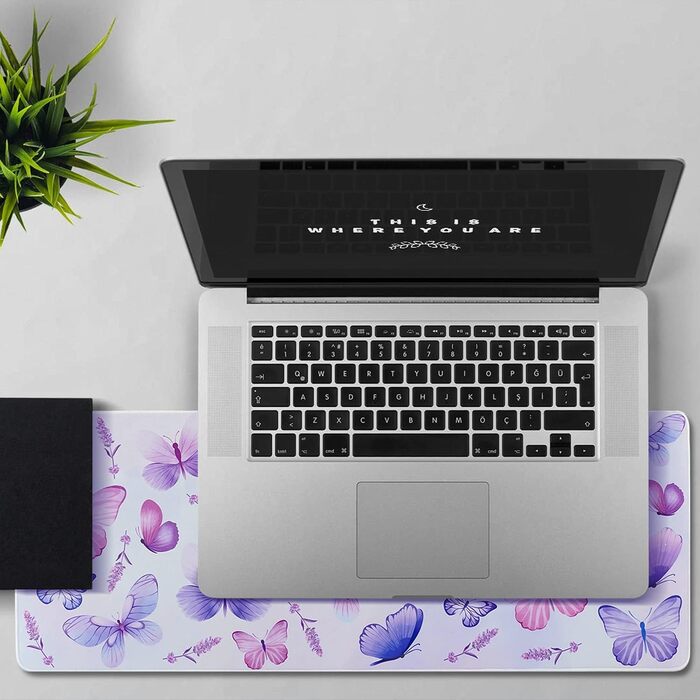 Килимок для миші з сакурою Sakura, чорний XL, великий, з квітами, 80 x 30 см, аксесуар для столу