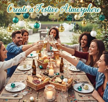 Набір прикрас для ялинки Agoer 100 шт. - кульки для ялинки з блискітками, пластикові, блакитні. Набір ялинкових прикрас для святкування Різдва та Нового року (зелені, золоті, білі, 3-4 см)