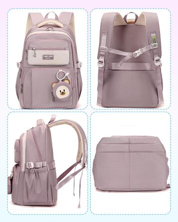 Дитячий рюкзак для дівчинки Kinderrucksack 32L, 2-10 клас, легкий, з дихаючою спинкою та м'якими лямками, для школи, 8+ років, фіолетовий