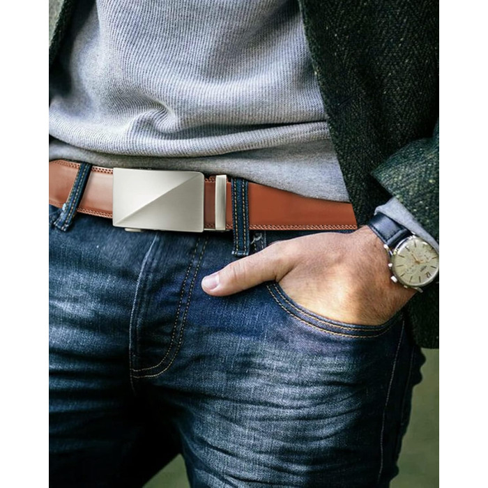 Чоловічий шкіряний ремінь BOSTANTEN з автоматичною застібкою-разом, 35 мм, регульований, довжина 115/135 см