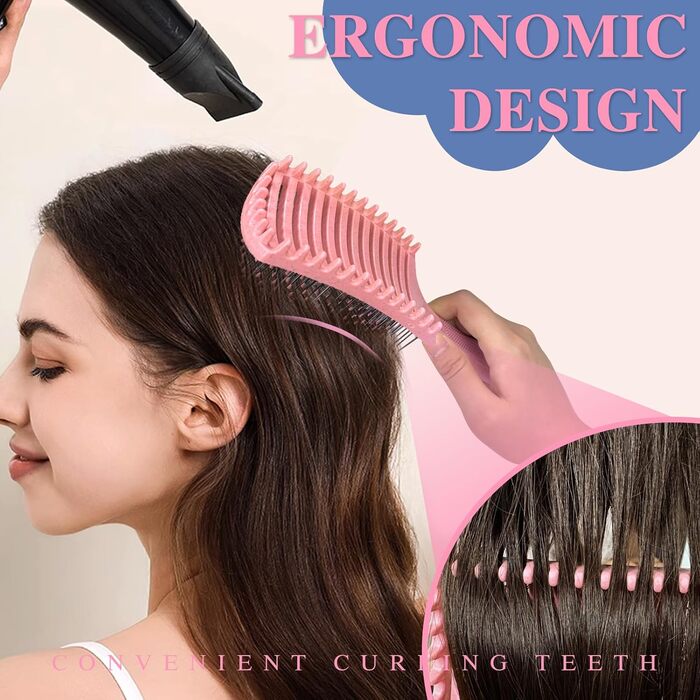 Щітка для кучерявого волосся: формування та визначення кучерявок (рожева)