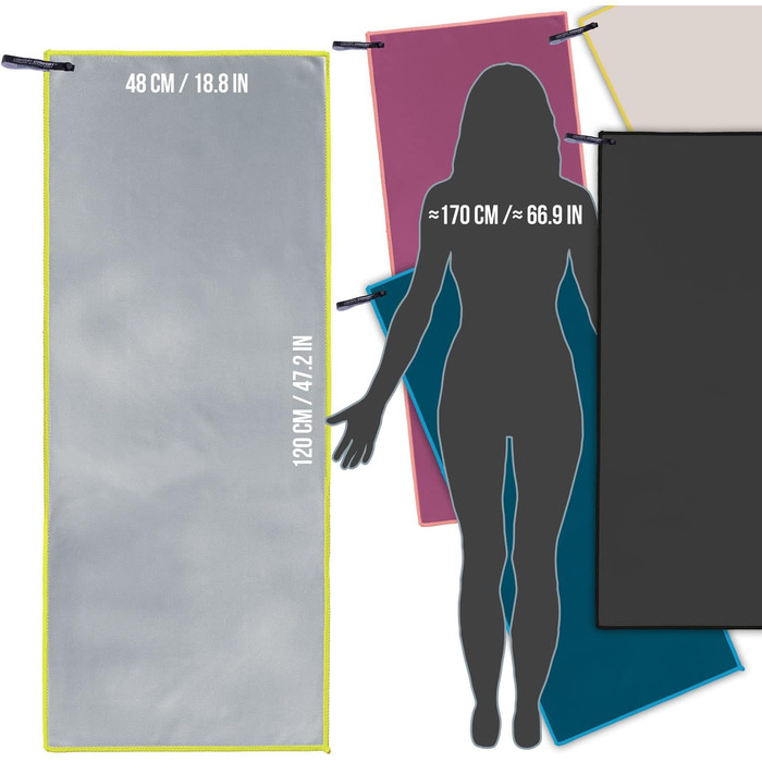 Спортивний рушник з мікрофібри для подорожей та спорту - швидковисихаючий, антибактеріальний, вбираючий (120 x 50 см, блакитний)