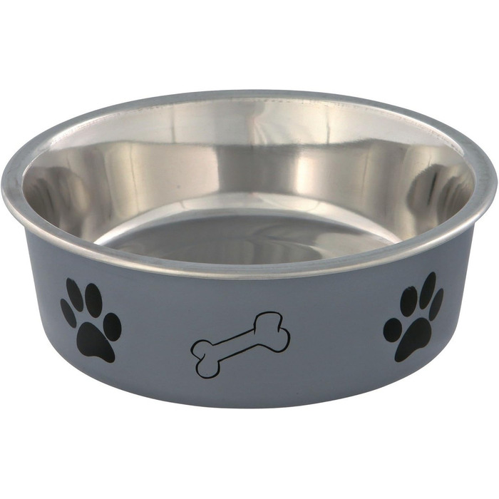 Миска для тварин TRIXIE з нержавіючої сталі з пластиковим покриттям, 2.2 л, діаметр 23 см, висота 8 см, різноманітні кольори, 1 шт.