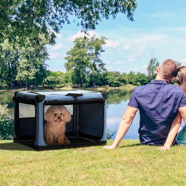 Транспортна переноска для собак та котів Petsfit, складана, для подорожей та авто, блакитна