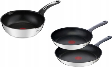 Набір сковорідок Tefal Emotion, титанове покриття, сріблясті, 3 предмети