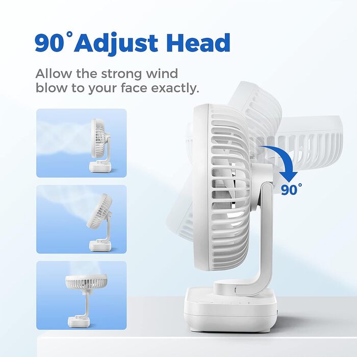 Вентилятор USB OCOOPA Ultra Leise - Міні вентилятор для столу, дому та офісу, 4 швидкості, 4000mAh, чорний (на акумуляторі)