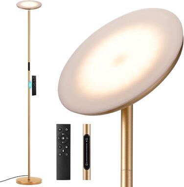 LED торшер PreeOtti для вітальні з димуванням, стельовий світильник LED з дистанційним керуванням та сенсорним, 36W, 3 колірні температури, регулювання, чорний (B-gold)