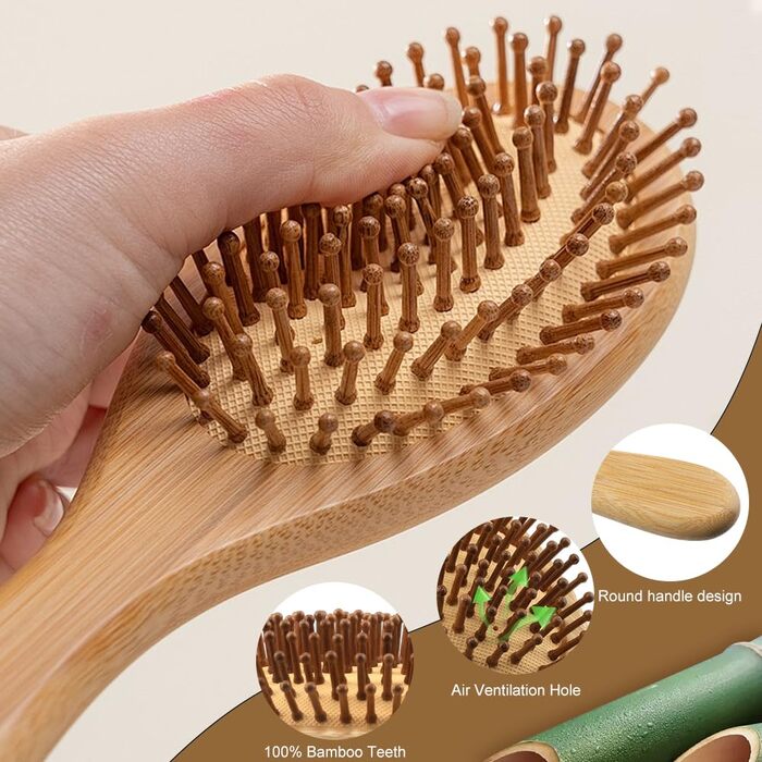 Набір дерев'яних гребінців з бамбука (3 шт.) - для чоловіків, жінок та дітей, для густого та тонкого волосся