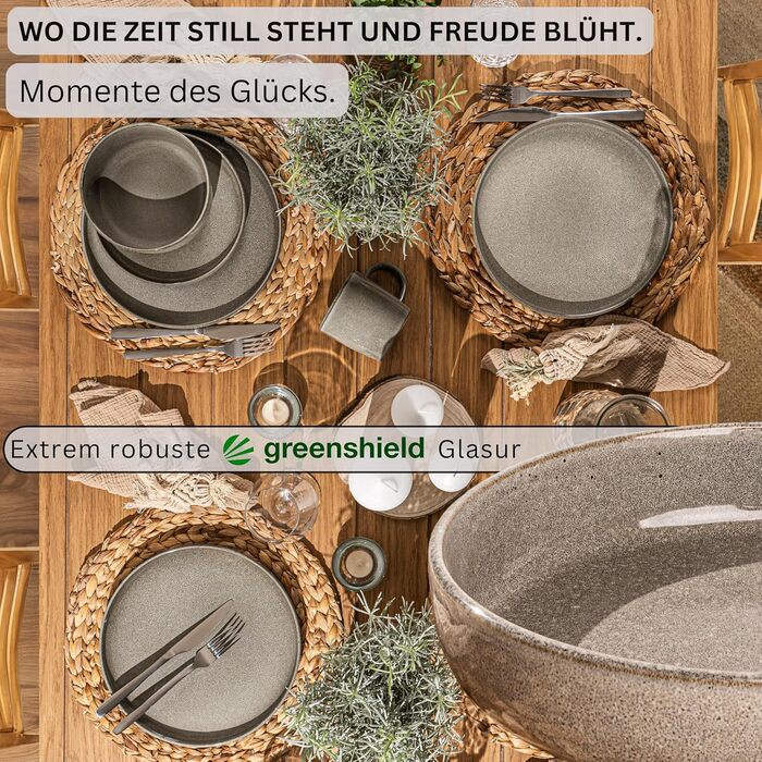 Набір тарілок SÄNGER Kairo Clay (6 шт.) | Тарілки для пасти з кераміки, 800 мл | Стійкі до подряпин, підходять для миття в посудомийній машині та мікрохвильовій печі