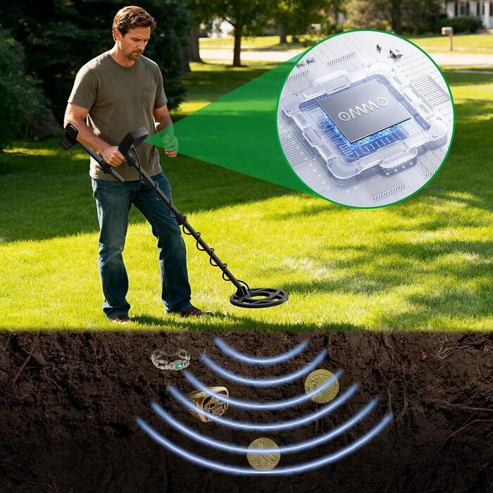 Металодетектор OMMO Pro для дорослих та дітей, USB, водонепроникний (IP68), 6 режимів, пошук золота, з лопаткою, синій