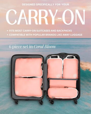 Набір кубиків для пакування TRIPPED: Органайзери для подорожей, 6 шт. (білий, зелений, рожевий)