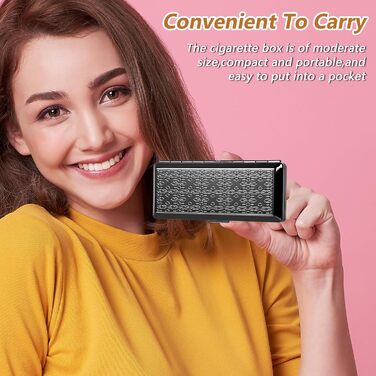 Вінтажний металевий тютюнониця для чоловіків та жінок, вміщує 18-20 сигарет (100 мм), чорний у горошок