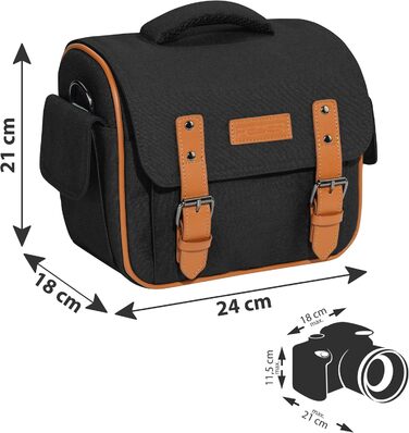 Сумка для камери PEDEA 'Vintage' з захисною плівкою для дисплея, чорна, XL (Canon, Nikon, Pentax)