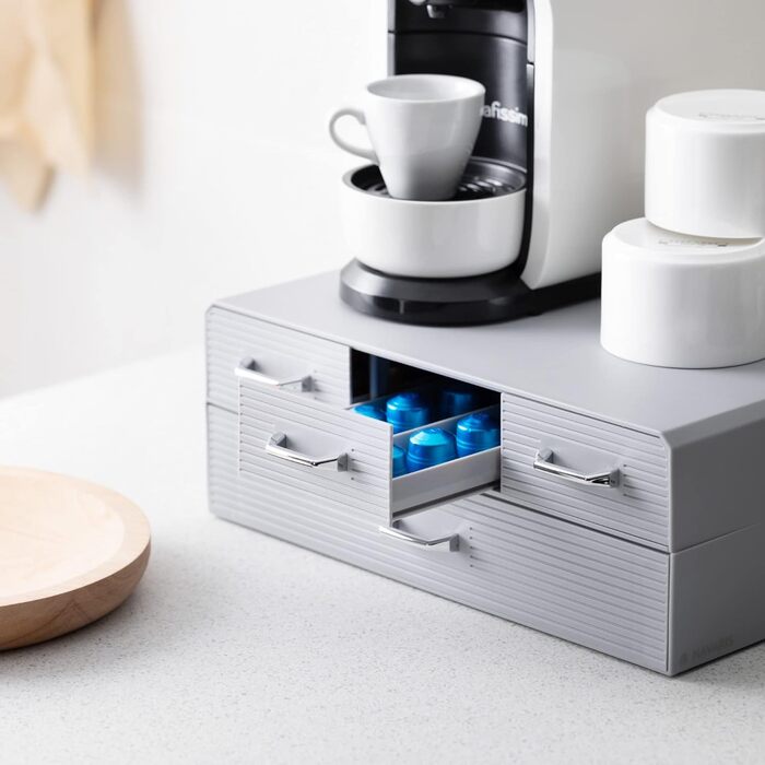 Організатор для капсул Navaris: 96 Nespresso капсул, 4 висувні ящики (сірий)