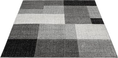 Килим Pearl Moderner Dichter Kurzflor для вітальні та спальні, короткий ворс, геометричний дизайн, картатий, сірий, 80 x 140 см