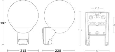 Світлодіодна настінна лампа Steinel L 585 S антрацит з датчиком руху, 180°, радіус дії до 10 м, класичний дизайн, виготовлена з мусового скла, розміри 229x215x312 мм, без лампочки