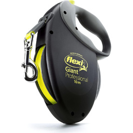 Flexi Giant Professional L: 10 м, повід для великих собак до 50 кг, чорний/неоновий жовтий
