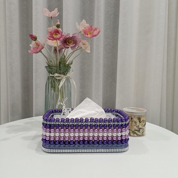 Makeup Tissue Box, Cosmetic Tissue Box, Standard Fashion Tissue Box, Cosmetic Tissue Box, Facial Tissue Dispenser, Cosmetic Tissues Tissue Box for Dining Room Bedroom Office (Purple)